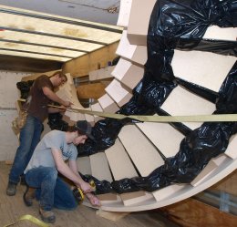 Photo of a staircase being prepared for safe delivery.