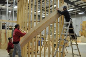 Photo of stairs under construction in our Railmaster manufacturing facilicy.