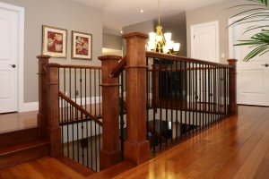 Photo of finished railings in a home.